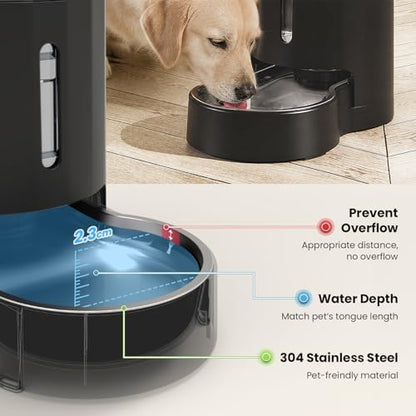 CZPET 5L Gravity Water Bowl Dispenser for Cats and Dogs (Black)