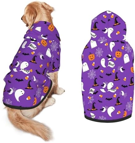 Halloween Dog Costume Purple Ghost Halloween Cosplay Clothes Sweaters Outfits Pullover Pets' Sweatshirt Hoodies with Pocket for Medium Large Dogs-L by PAUSEBOLL