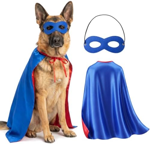 Tallew 2 Pcs Dog Halloween Costume Reversible Cape Mask,Blue-red by Tallew