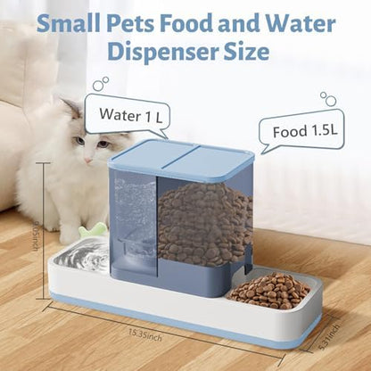 Yummy Sam Automatic Small Pet Feeder and Water Dispenser, Blue