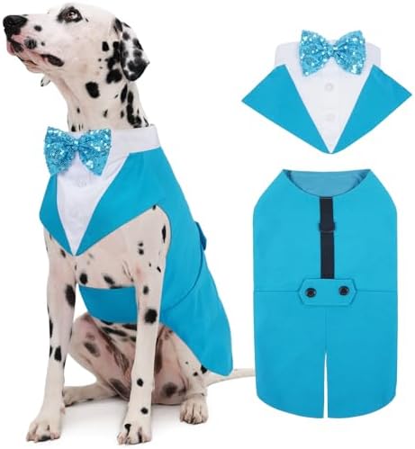 Kuoser Dog Tuxedo, Dog Suit and Bandana Set, Dogs Costume with D-Ring by Kuoser