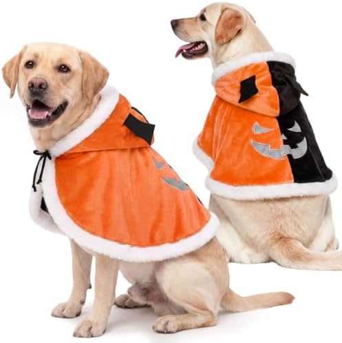AOFITEE Dog Halloween Costumes Flannel Dog Cape with Funny Pumpkin Print XL by AOFITEE