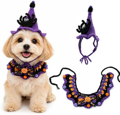 Hand-Knit Pet Costume Hat & Bib Cats Dogs Festive Apparel (Spider) by Unknown