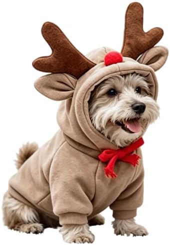 Fleece Lined Warm Dog Hoodie Sweatshirt Pet Winter Coat, Reindeer XS by maruomiki