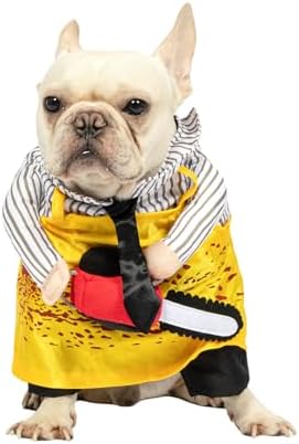 NACOCO Halloween Dog Chainsaw Costume - Pet Cosplay Clothes Cat Special Outfit Apparel Adjustable Puppy Party for Small Medium and Large Dogs(Yellow Chainsaw, M) by HOME