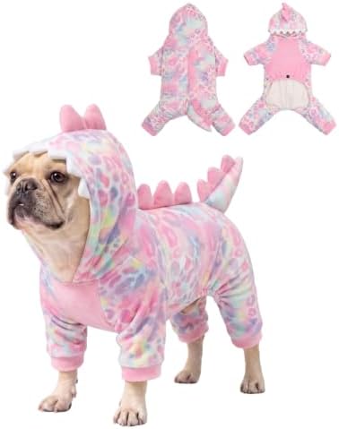 CuteBone Dinosaur Pet Costume Onesie - Hooded Puppy Pajamas - Small Dog Clothes Cat Full-Body Romper COSH07S by CuteBone
