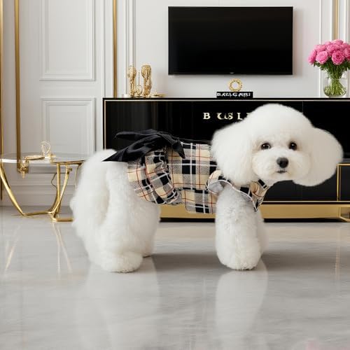 EXPAWLORER Classic Plaid Dog Dress for Small Dogs and Puppies,Puppy Costumes Pet Clothes Holiday Girl Dogs Shirt, Party Dog Vest Dresses Cat Apparel Sweater Warm Skirt - Image 7
