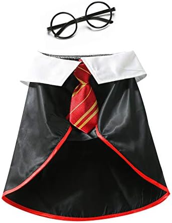 Dog Halloween Costume Pet Wizard Shirt Funny Cat Clothes for Dogs Cats Clothing with Glasses (X-Large,Red) - Image 5