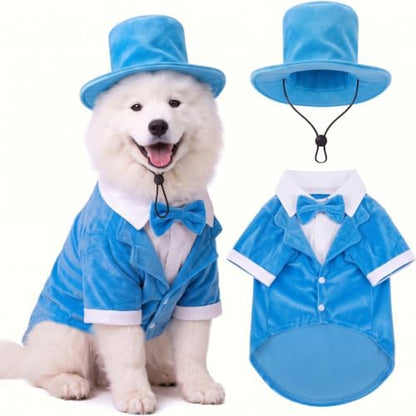 Dansydaisy 2 Pcs Halloween Orange and Blue Tuxedo Dog Costumes, Blue, XL by Dansydaisy