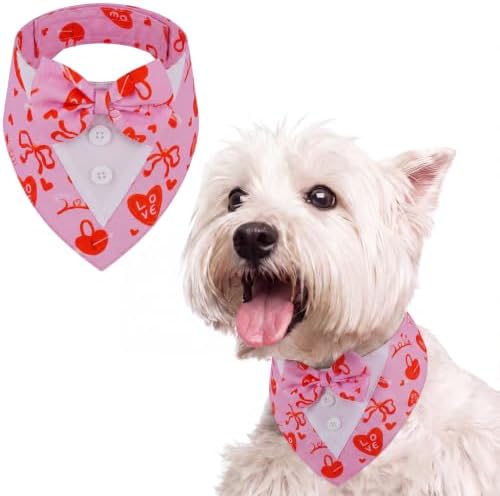 FUAMEY Dog Tuxedo for Small Dogs Valentines Bandana with Bowtie Wedding Tux by FUAMEY