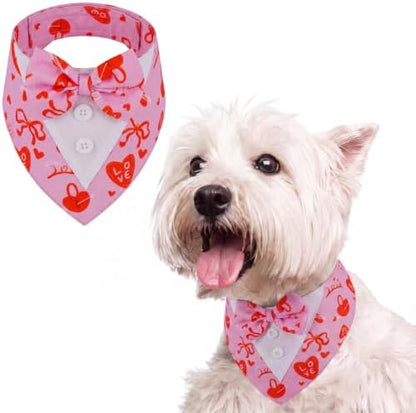 FUAMEY Dog Tuxedo for Small Dogs Valentines Bandana with Bowtie Wedding Tux by FUAMEY