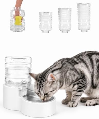 Heouvo 1.3 Gal Gravity Dog Water Dispenser, Wide-Mouth, No Filter, White