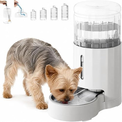 CZPET Dog Water Bowl Dispenser 5L, Wider Mouth Gravity Refilling (White)