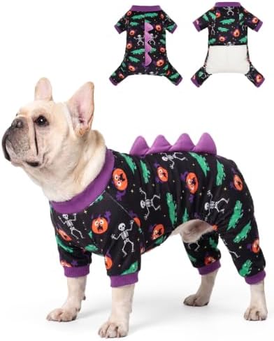 CuteBone Dinosaur Costume Halloween Dog Pajamas, Stretchy Spandex Crystal Velvet Sleepwear Coat for Small Dogs, Soft & Warm Pet Outfit Clothes for Cold Weather, Cozy Pullover Design COSP25XS by CuteBone