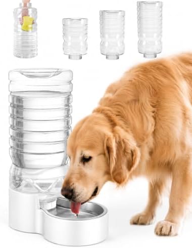 Heouvo 2.5 Gal Gravity Dog Water Dispenser, Wide-Mouth, No Filter, White