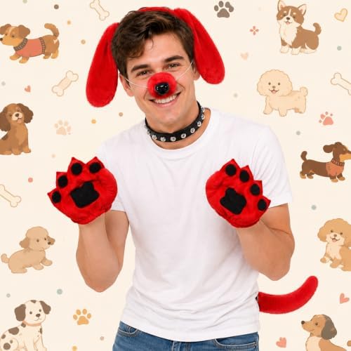5Pcs Puppy Dog Costume Accessories Set Including Dog Ears Headband Nose Tail Gloves for Halloween Cosplay Party Supplies - Image 7