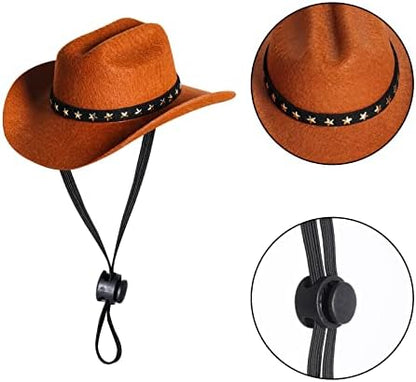 choyaxo Pet Cowboy Costume Cosplay Cap Halloween Costumes for Dogs Cat Pet Party Decoration Mini Cowboy Hat (Brown, Small) - Image 2
