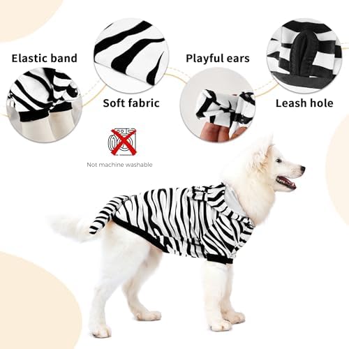 NACOCO Halloween Dog Tiger Costume - Pet White Tiger Cosplay Clothes Coat Hoodie Outfits Cute Warm Winter Apparel for Small and Medium Dogs(White, M) - Image 3