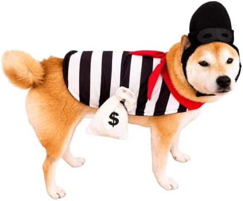 ComfyCamper Robber Cape and Headpiece Costume for Dogs Halloween Costumes, L by ComfyCamper