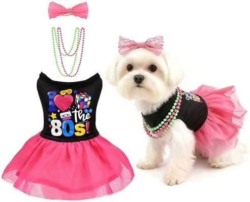 3 Pack Halloween Dog I Love 80s Dress Pet Disco Costume Outfit,XXL by MuYaoPet