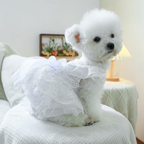Fashion Sweet Puppy Dog Blingbling Princess Skirt Pet Dog Lace Cake Camisole Tutu Dress K-White XL - Image 5