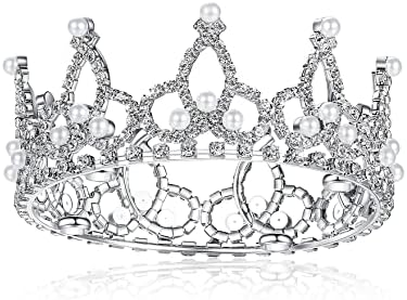 Lovelyshop Pearl Rhinestone Pet Crown for Dogs & Cats, Silver, S - Image 5