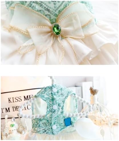 Fashion Sweet Puppy Dog Blingbling Princess Skirt Pet Dog Lace Cake Camisole Tutu Dress D-Green L - Image 7