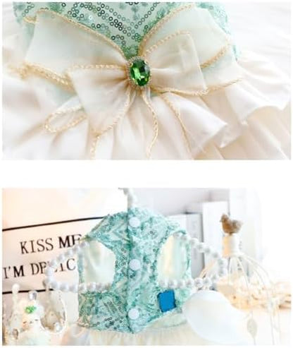 Fashion Sweet Puppy Dog Blingbling Princess Skirt Pet Dog Lace Cake Camisole Tutu Dress D-Green L - Image 7