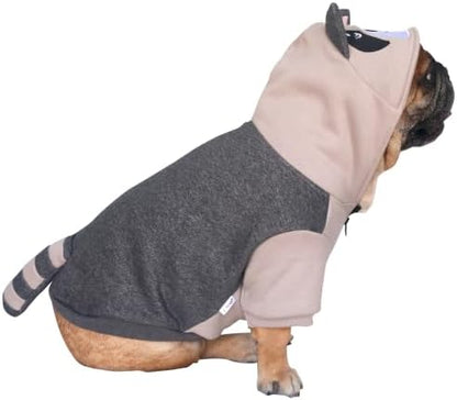 iChoue English Bulldog Halloween Raccoon Costume Clothes Hoodies Outfit, XL - Image 3