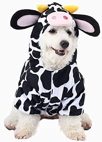 Spooktacular Creations Pet Dog Milk Cow Costume with 3D Cow Hood for Halloween Dress-up Party, Pet Carnival by SpooktacularCreations