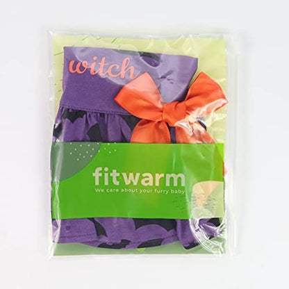 Fitwarm 100% Cotton I'm The Good Witch Halloween Dog Costume Puppy Dress Doggie Party One Piece with Bowknot Pumkin Bat Pet Vest Shirt Holiday Cat Outfits Purple Medium - Image 7