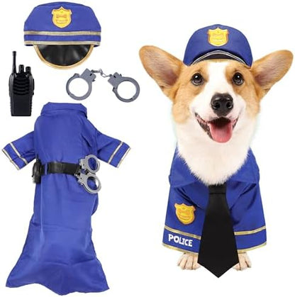 Spooktacular Creations Halloween Dog Pet Police Costume Shirt with Belt, Handcuffs, Walkie Talkie for Halloween Dress-up Party, Role Play, Carnival Cosplay, Holiday Decorations Clothes (Small) by SpooktacularCreations