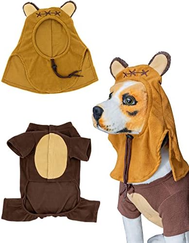 Bear Pet Costume Ears Hat Sweater Furry Clothes Cute Halloween Cosplay Costumes for Small Medium Large Dogs Cats (Medium) - Image 3