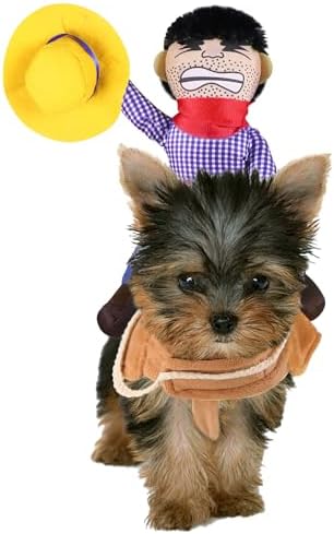 GOYOSWA Dog Cowboy Costume, Dog Halloween Costumes Cowboy Rider Dog Costume Funny Dog Costume for Small Medium Large X-Large Dogs (Small) by GOYOSWA