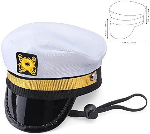 Yewong Pet Captain Sailors Costume Set Dog Cat Sea Captain Hat with Pet Anchor Triangle Bibs Scarf for Cat Puppy Navy Halloween Cosplay Costume Accessories Photo Props (White-A) - Image 6