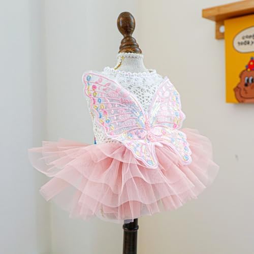 Fashion Sweet Puppy Dog Blingbling Princess Skirt Pet Dog Lace Cake Camisole Tutu Dress B-Pink L - Image 2