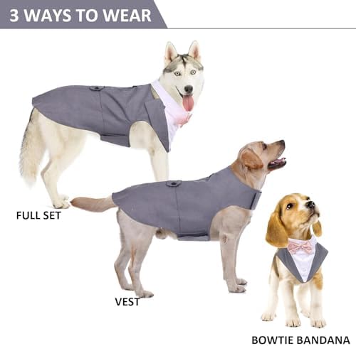 Dog Tuxedo for Medium Dogs, Dog Suit and Bandana Set, Dog Costume Outfit - Image 2