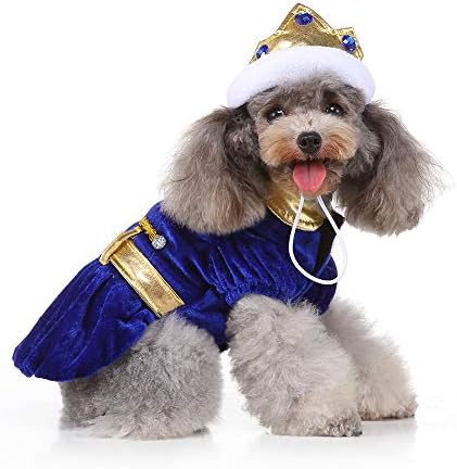 Dog Prince Costume Halloween Costume for Small Medium Dogs Puppy Pet Costumes with Sapphire Crown for Christmas Birthday Party Photo Props Dress up Accessories - Image 7