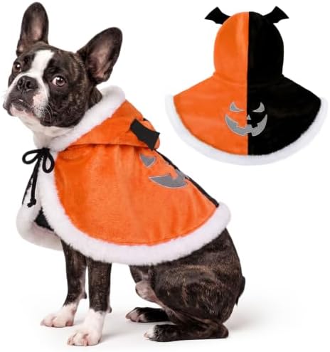 AOFITEE Dog Halloween Costumes Flannel Dog Cape with Funny Pumpkin Print, M by AOFITEE