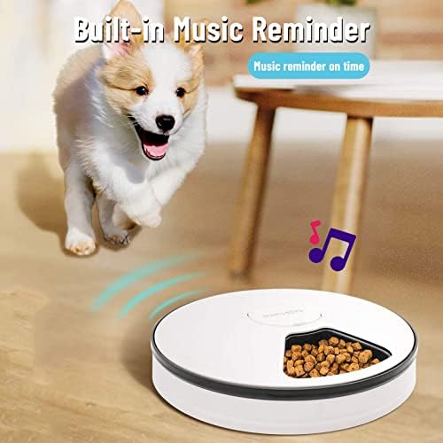 Automatic Cat Feeder Auto Cat Food Dispenser Smart Cat Feeder for Dogs, Cats & Small Animals W/Programmable Timer with 6 Meals Suitable Wet & Dry Food with Voice Reminder
