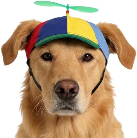 Pet Dog Cute Propeller Baseball Hat Medium Large Dogs Funny Holiday Birthday Party Clown Cap Headband Adjustable Sun Beach Visor Rainbow Helicopter Hat Pet Halloween Cosplay Costume Photo Props - Image 2