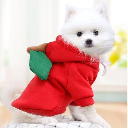 Dog Hoodie Warm Autumn Winter Pet Sweatshirt (Red Apple Hoodie,L) - Image 3