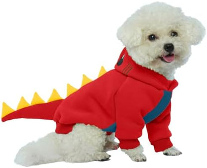 Lelepet Dog Dinosaur Costume Small Dog Halloween Costume Warm Fleece Hoodie by LeLePet
