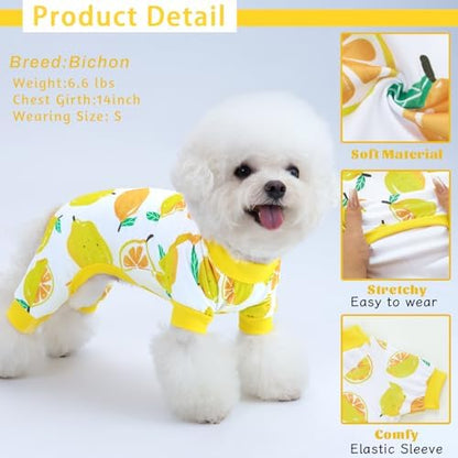 XPUDAC 4 Pieces Dog Pajamas Small Sized Dogs Boy Girl Strechy Soft Pjs Summer Pet Clothes for Dog Cat Puppy Onesies, 2XL - Image 3