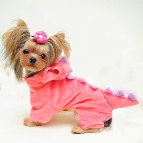 DELIFUR Dinosaur Dog Halloween Costume Pet Dino Hoodie for Small Dogs Cats (S, Pink) by DELIFUR