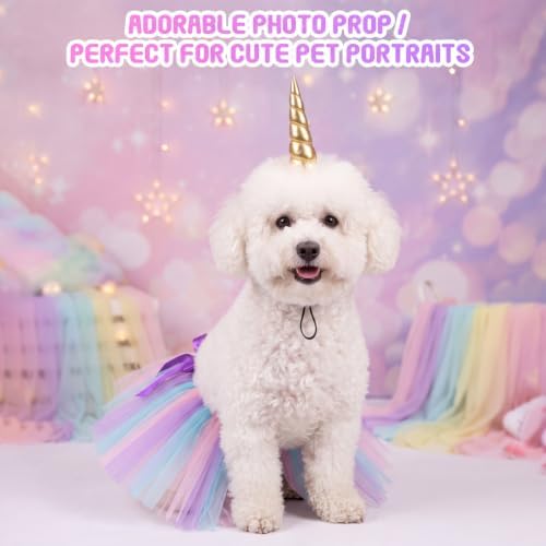 2 Pcs Unicorn Dog Costume, Pastel Tutu and Unicorn Horn Headband - Image 5