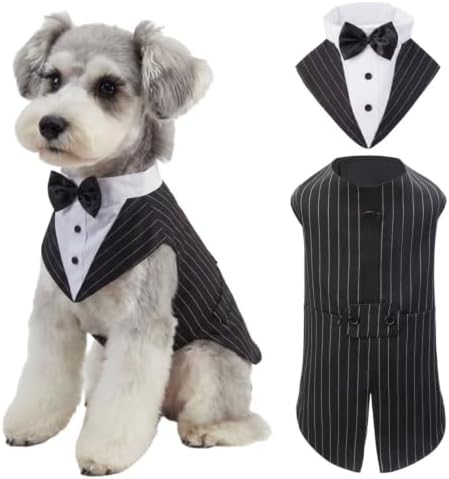 Dog Tuxedo,Dog Suit and Bandana Set,Striped Dog Costume with D-Ring by Unknown