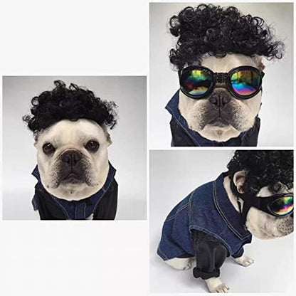 HOWWFALY Dog Costume Cat Apparel Dog Toys Curly Braids Headgear Wigs Styling Cute Funny Pet Hair Accessories Decoration for Halloween, Christmas, Parties (Black) - Image 6