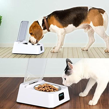 Automatic Pet Feeder for Cats, Induction Lid Opening Rechargeable Dog Cat Feeding Bowl, Smart Dog Cat Bowl Pet Food Dispenser for Small Medium Dog Cat