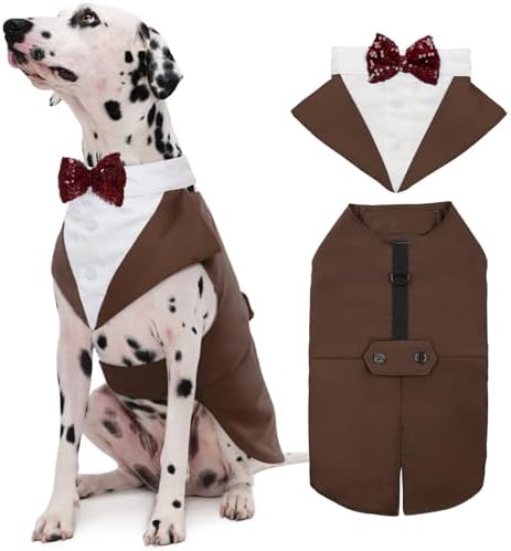 Kuoser Dog Tuxedo, Dog Suit and Bandana Set, Dogs Costume with D-Ring by Kuoser